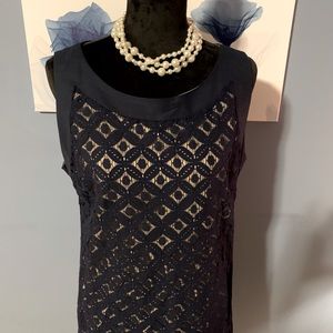 Sharagano Dress
Blue Lace /Tan . Sleeveless size 14 . Zipper in back